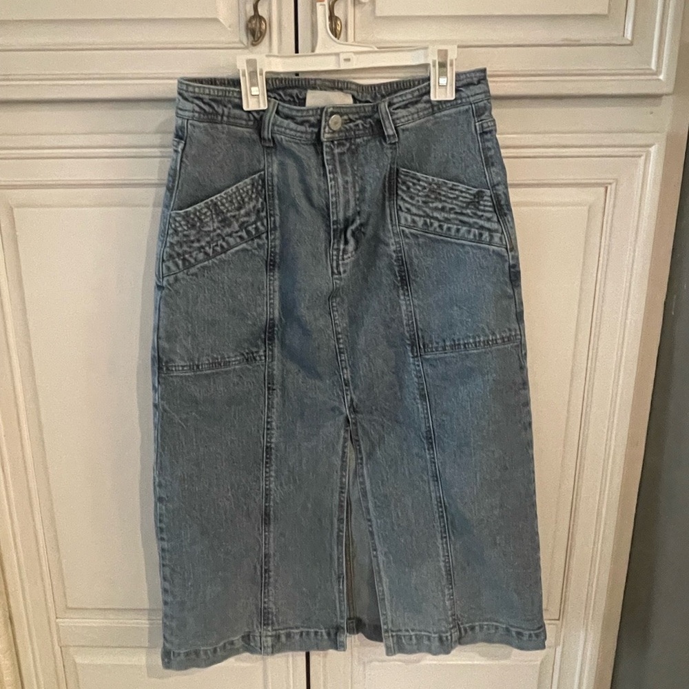 Habitual Blue Denim Midi Skirt